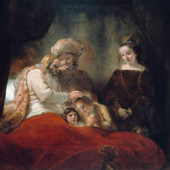 Jacob zegent de zonen van Jozef - Rembrandt