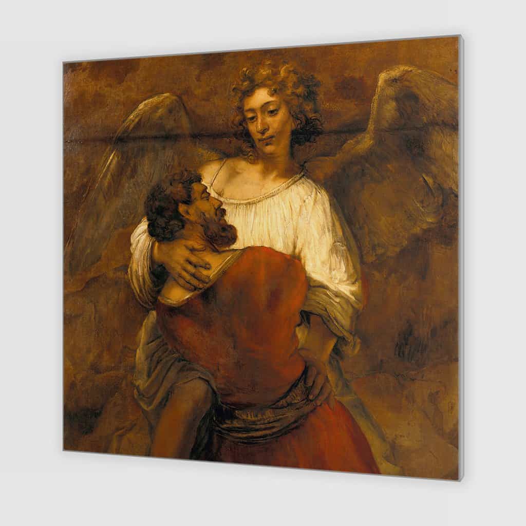 Jacob worstelend met de engel - Rembrandt