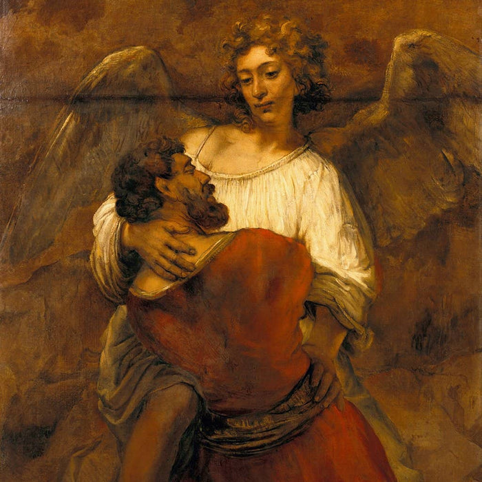 Jacob worstelend met de engel - Rembrandt
