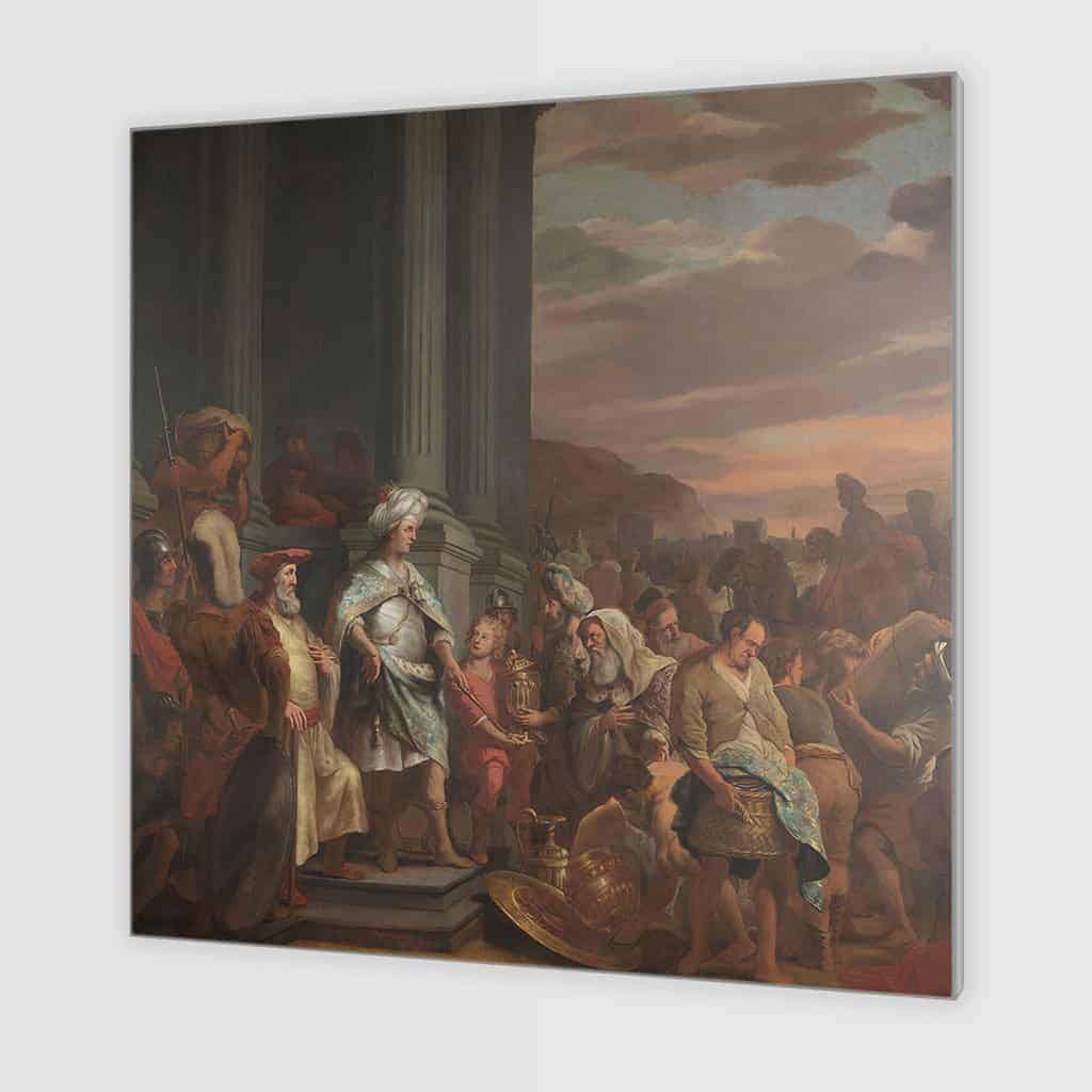 Koning Cyrus overhandigt de geroofde schat uit de tempel van Jeruzalem - Ferdinand Bol