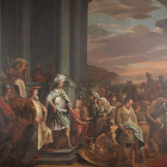 Koning Cyrus overhandigt de geroofde schat uit de tempel van Jeruzalem - Ferdinand Bol
