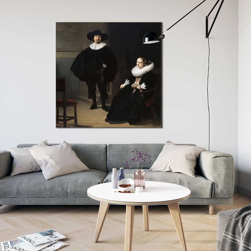 Een dame en heer in het zwart - Rembrandt