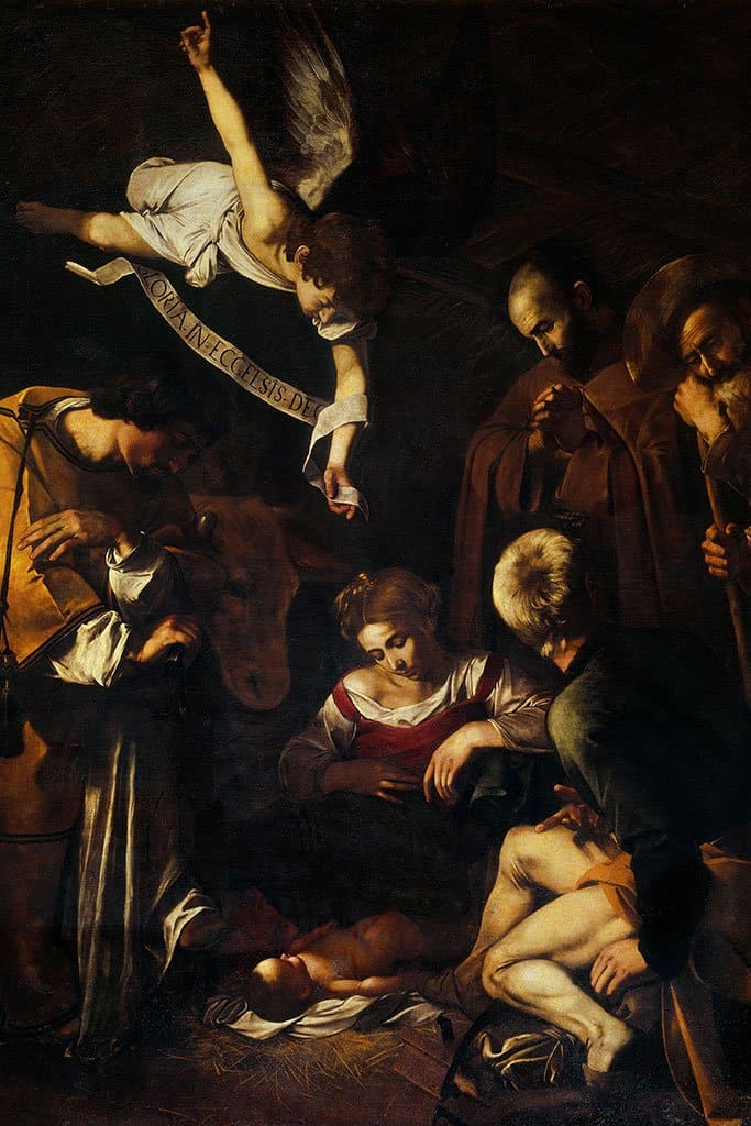 Geboorte met St. Franciscus en St. Lawrence (Caravaggio)