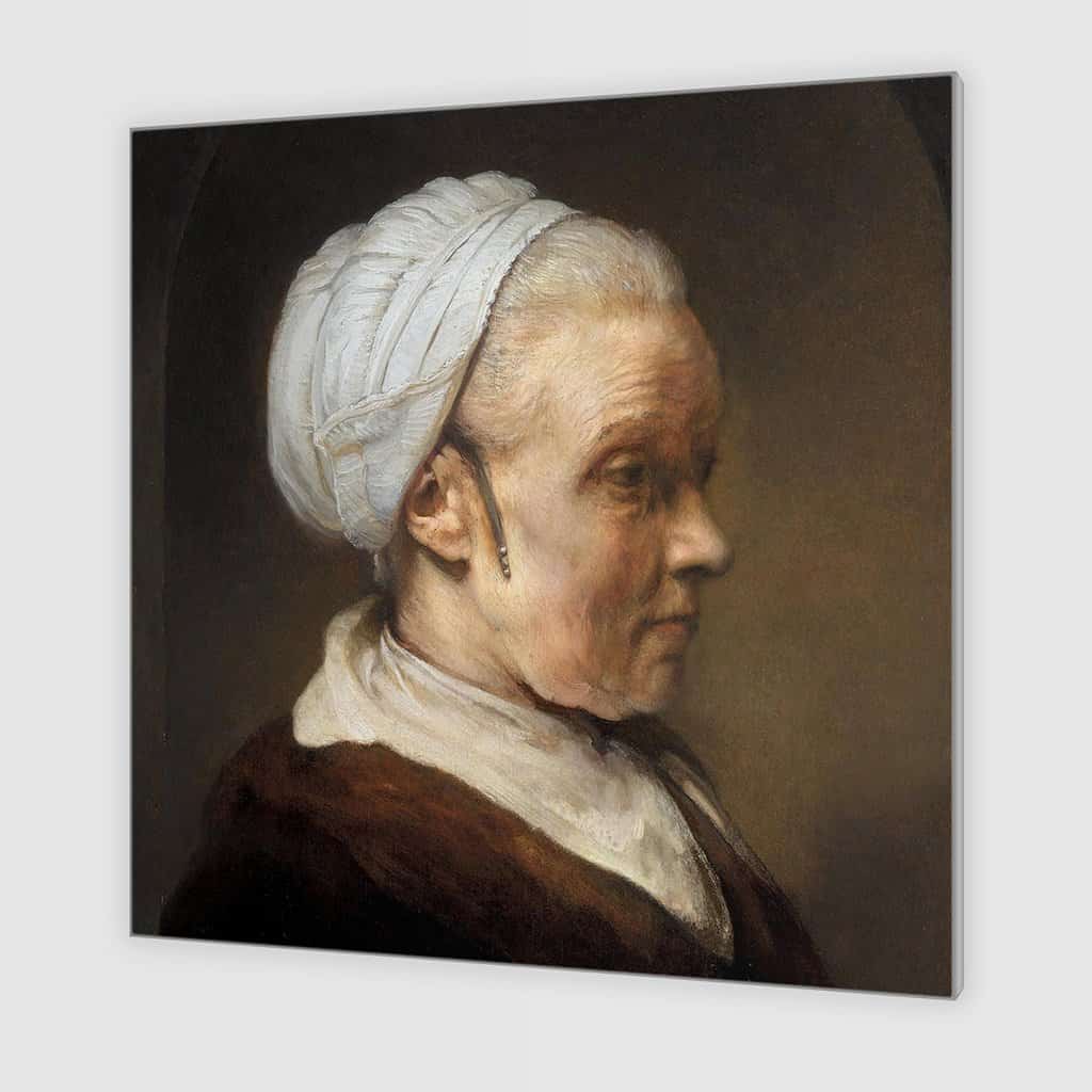 Oliestudie van een vrouw die schril van achteren (Rembrandt)