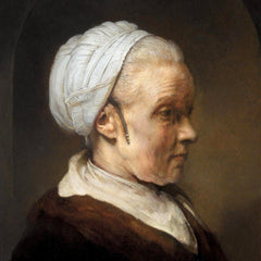 Oliestudie van een vrouw die schril van achteren (Rembrandt)