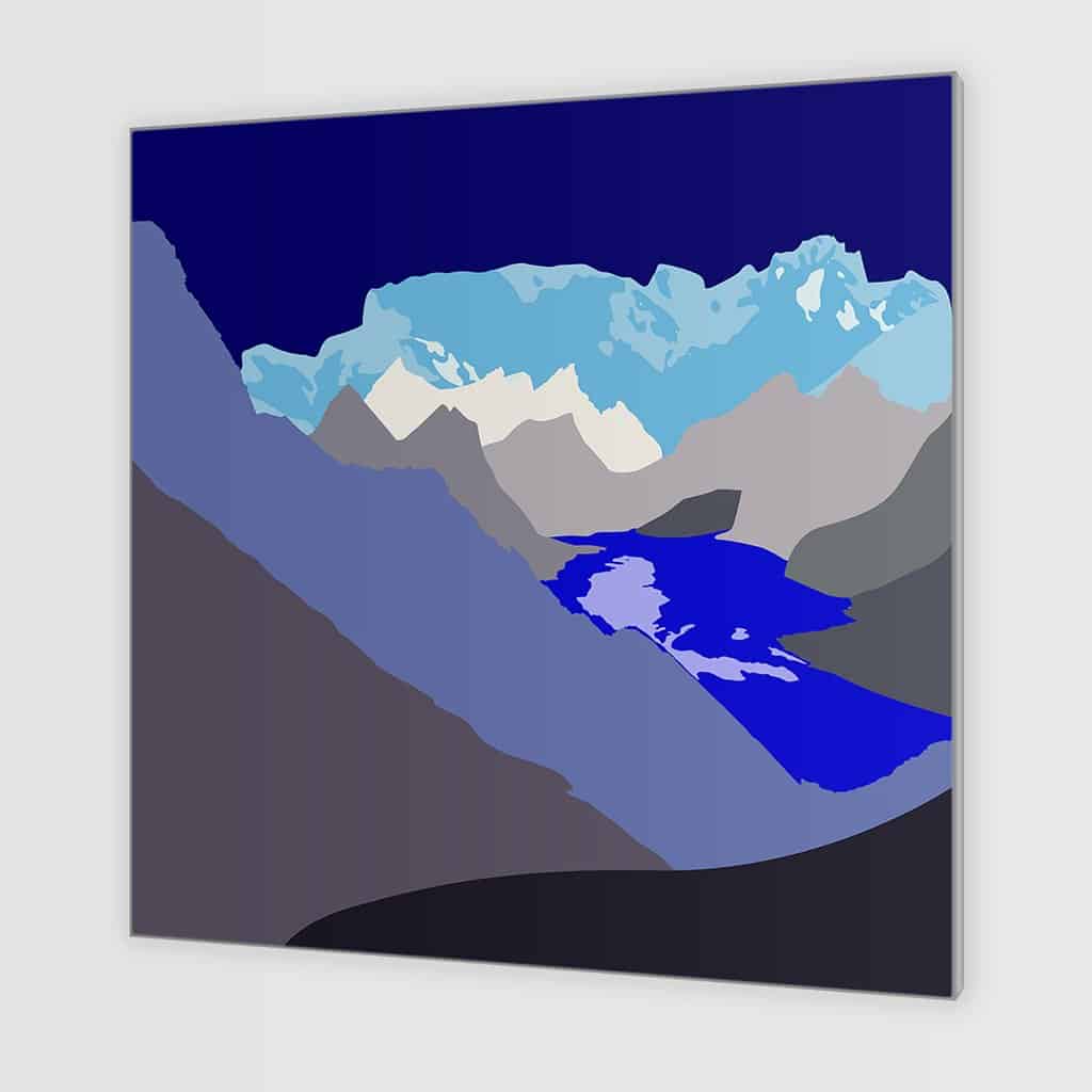 Pop art landschap paars met bergen VI