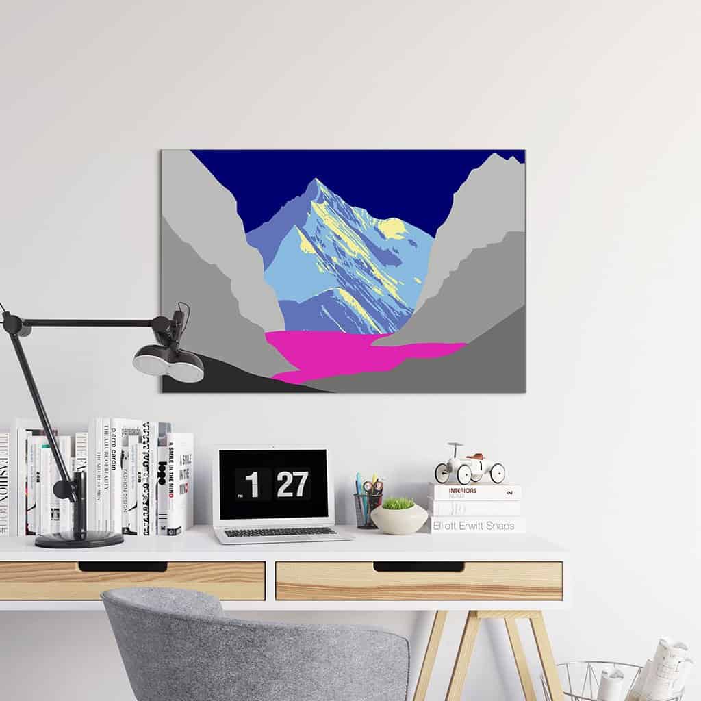 Pop art landschap paars met bergen XI