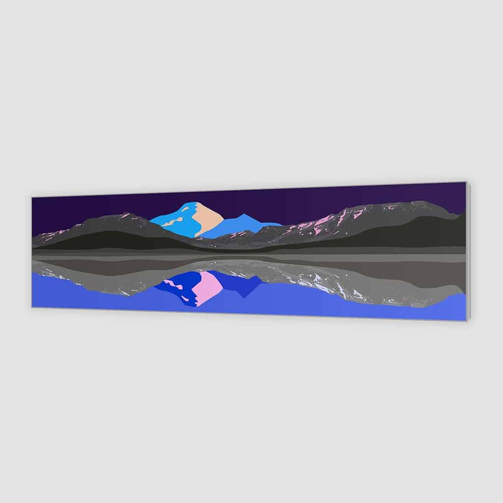 Pop art landschap paars met bergen V