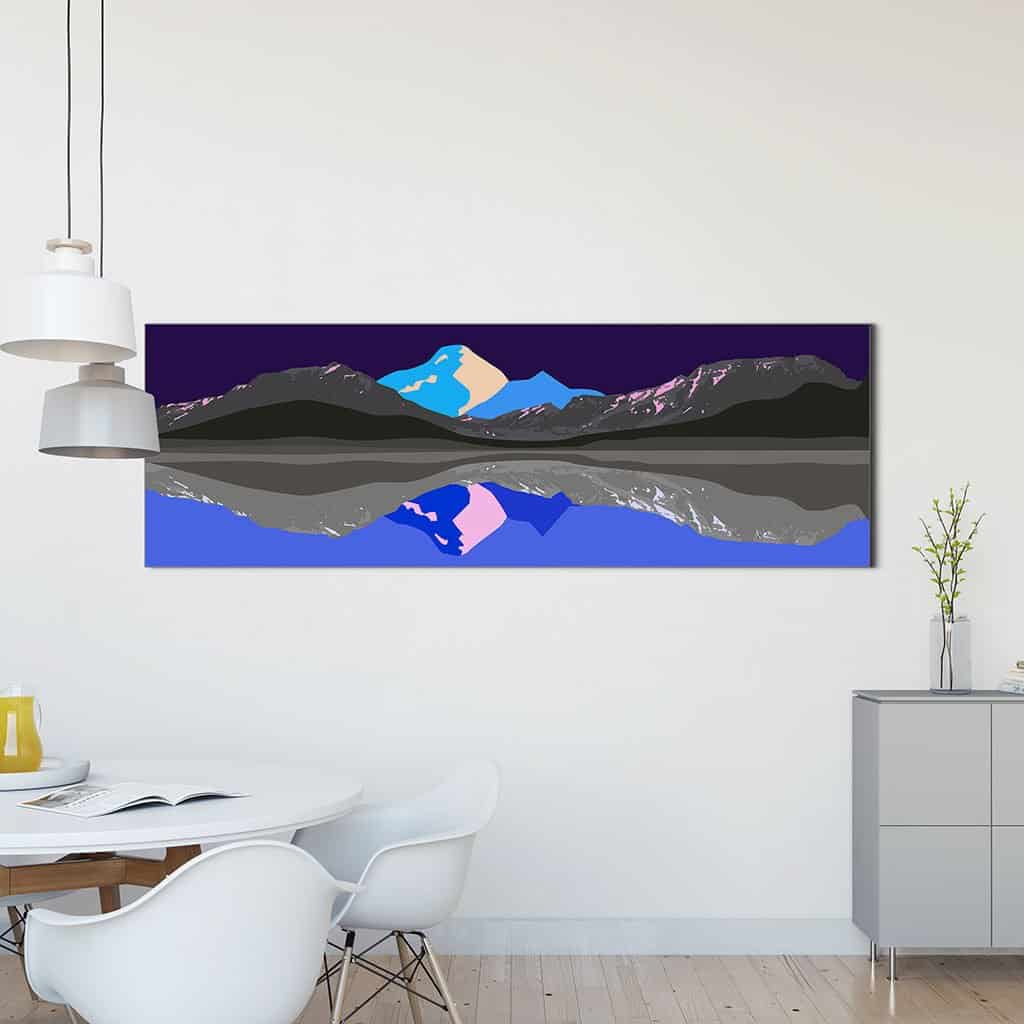 Pop art landschap paars met bergen V
