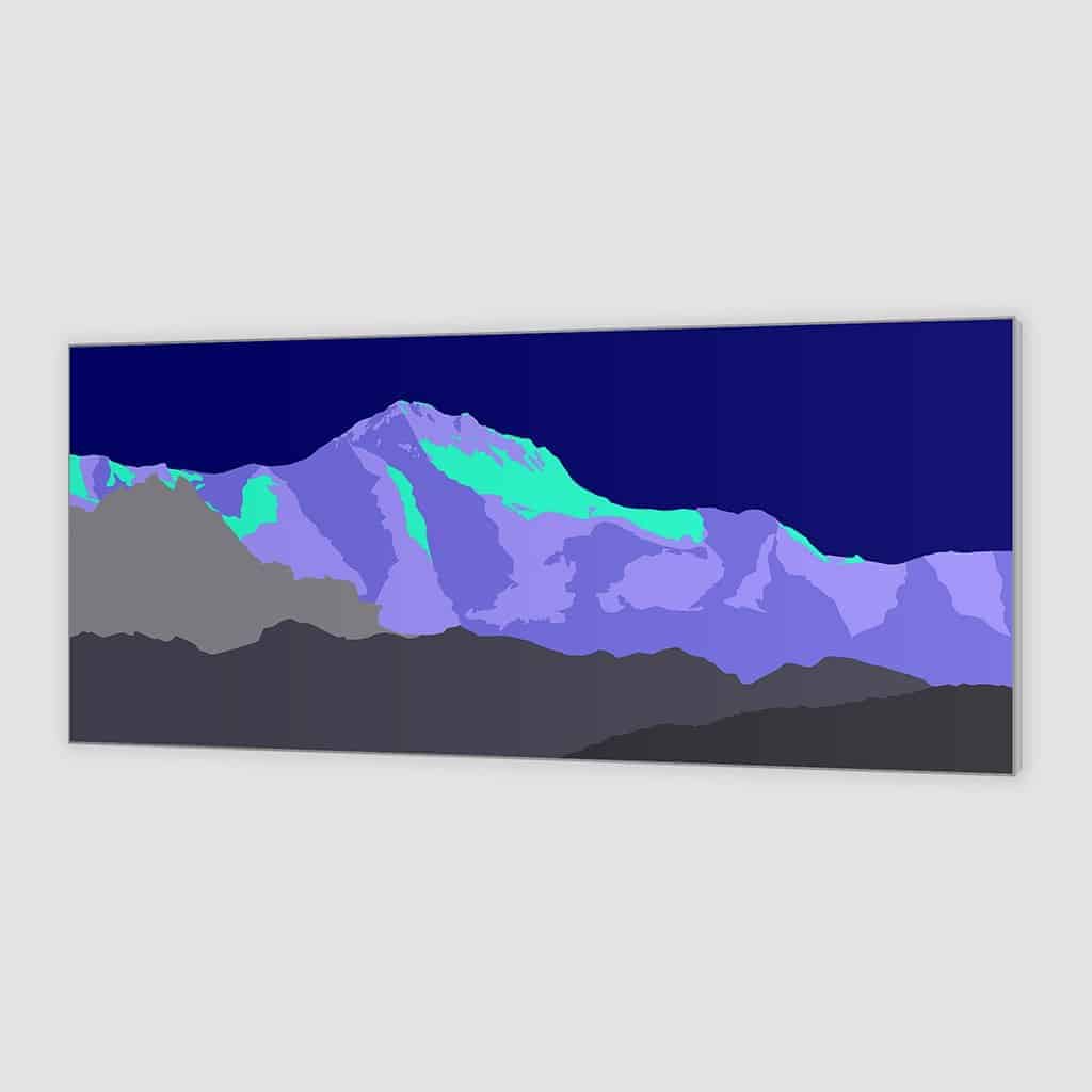 Pop art landschap paars met bergen I