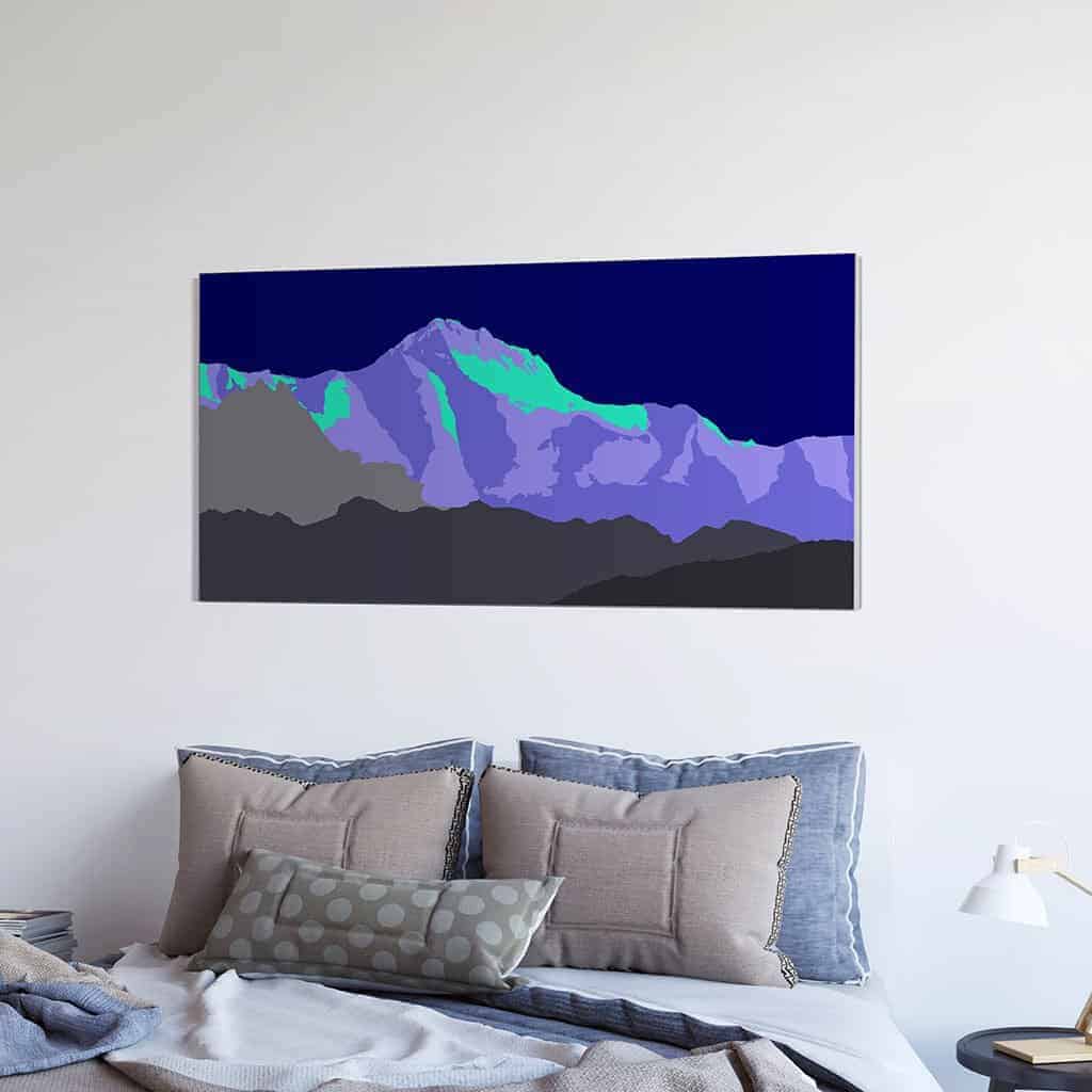 Pop art landschap paars met bergen I