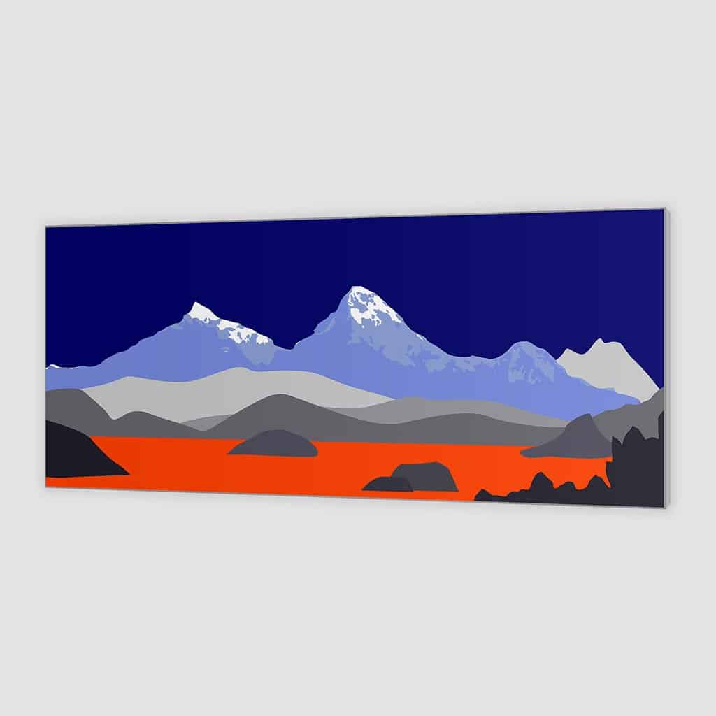 Pop art landschap paars met bergen II