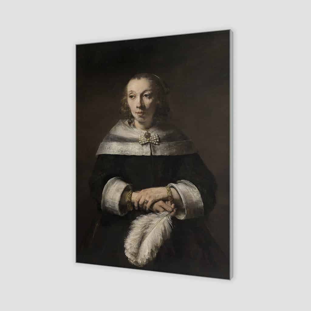 Portret van een dame met een Struisvogelverenventilator (Rembrandt)