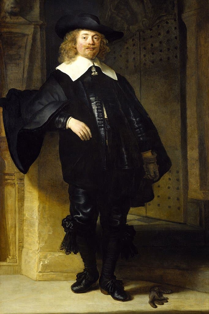 Portret van een staande man, mogelijk Andries de Graeff (Rembrandt)