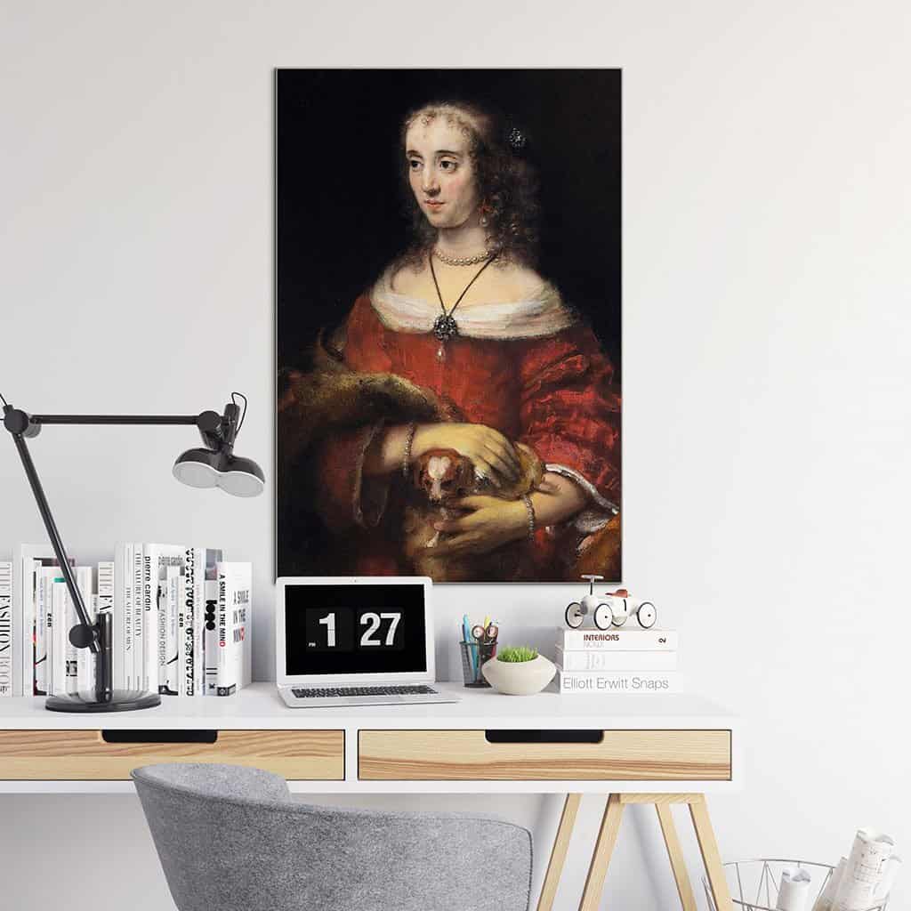 Portret van een vrouw met een schoothondje (Rembrandt)