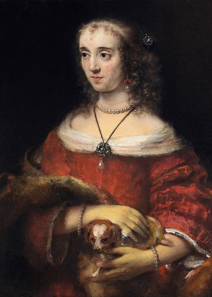 Portret van een vrouw met een schoothondje (Rembrandt)