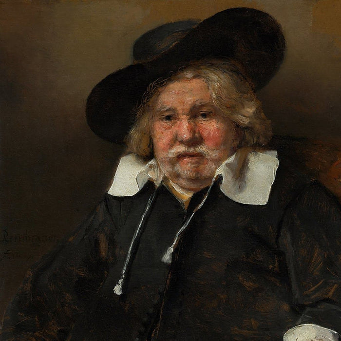 Portret van een bejaarde man zittend, mogelijk Pieter de la Tombe (Rembrandt)