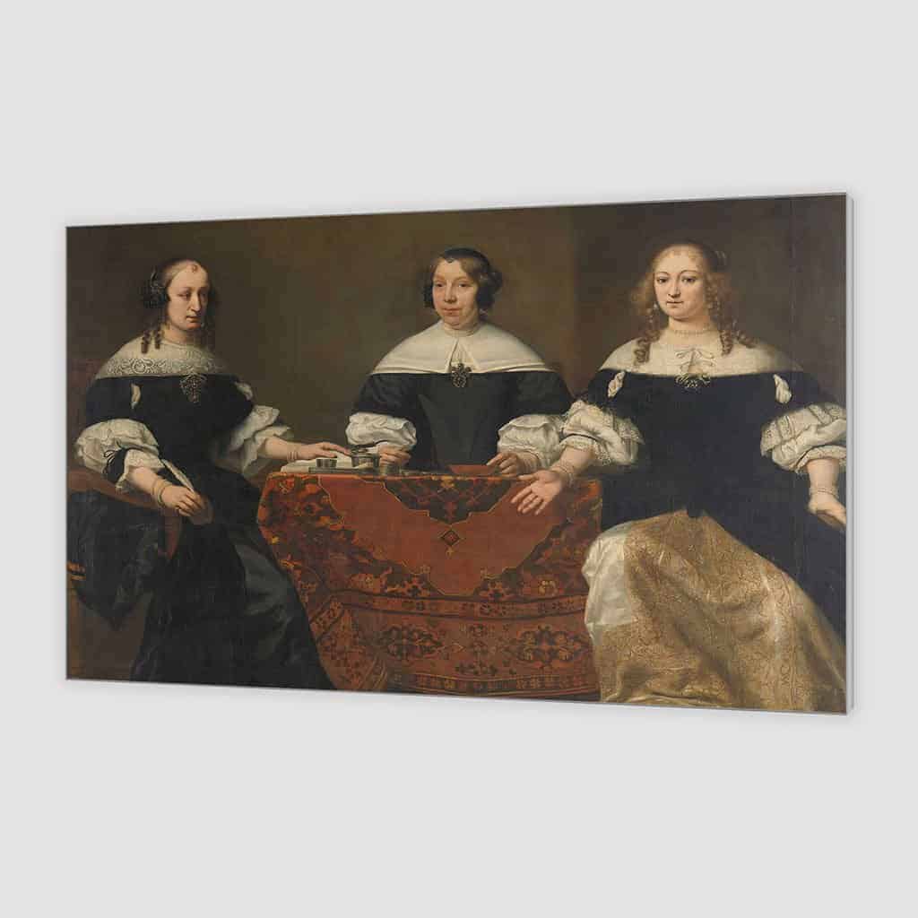 Portretten van drie regentessen van het leprozenhuis in Amsterdam - Ferdinand Bol
