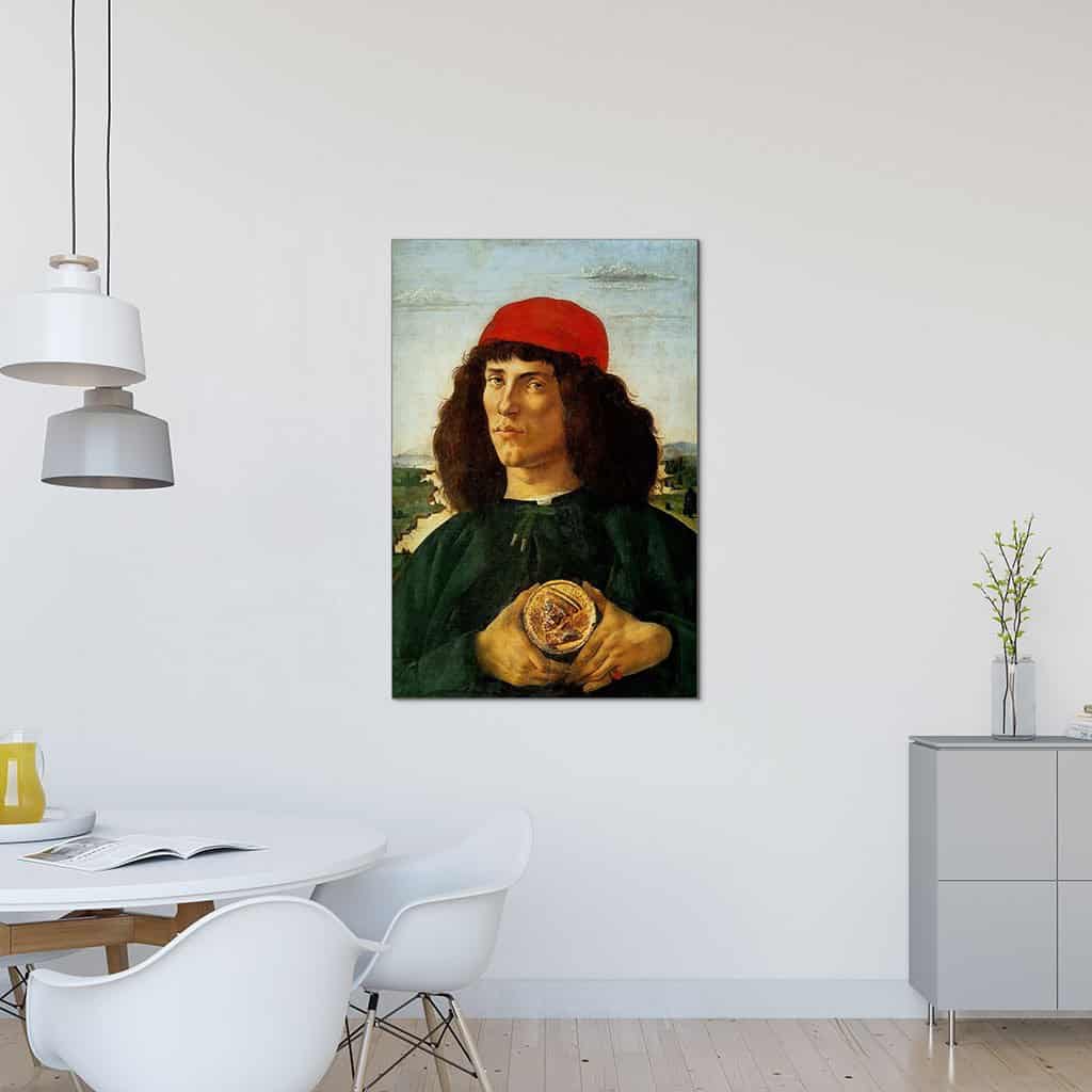 Portret van een man met een medaille van Cosimo de Oude (Sandro Botticelli)