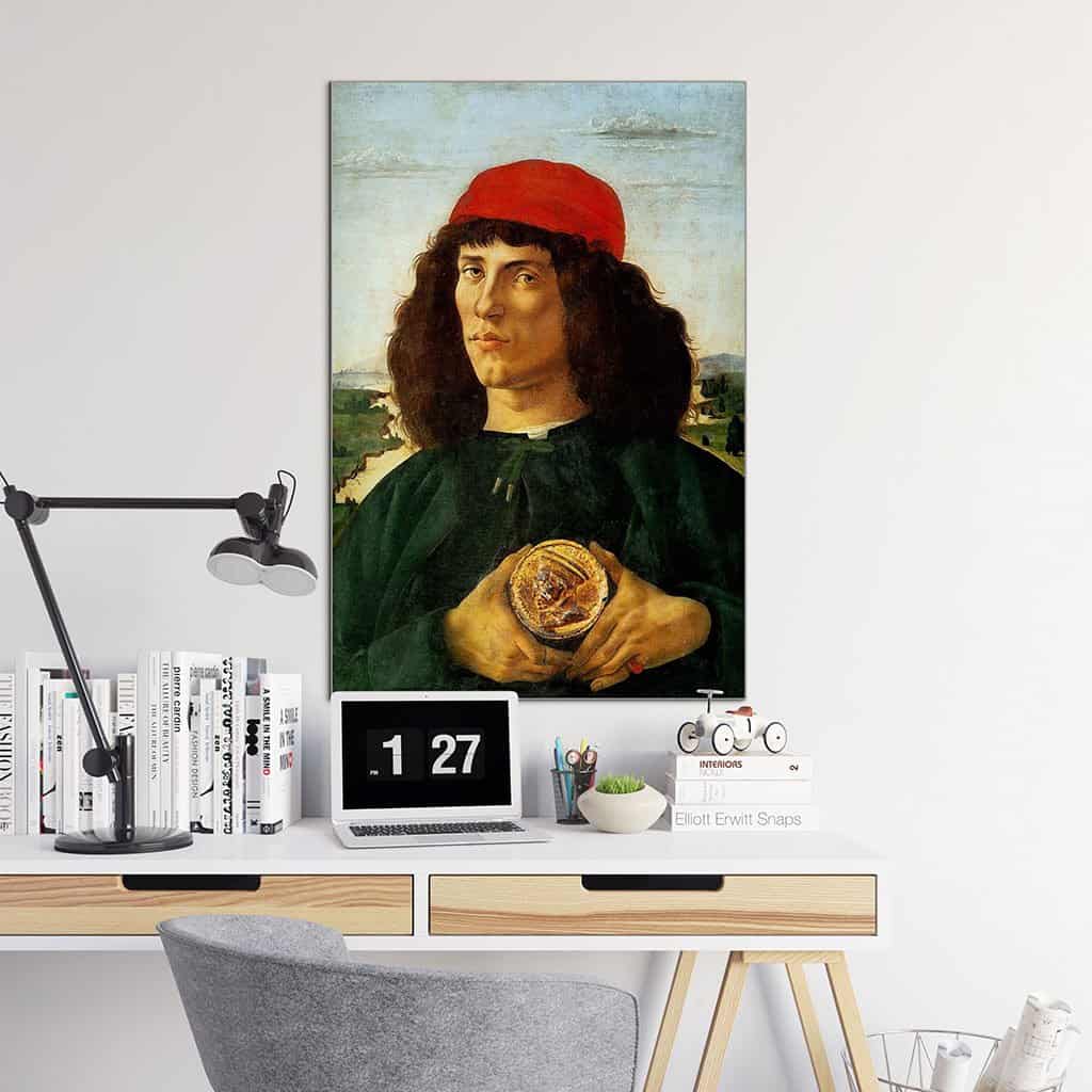 Portret van een man met een medaille van Cosimo de Oude (Sandro Botticelli)