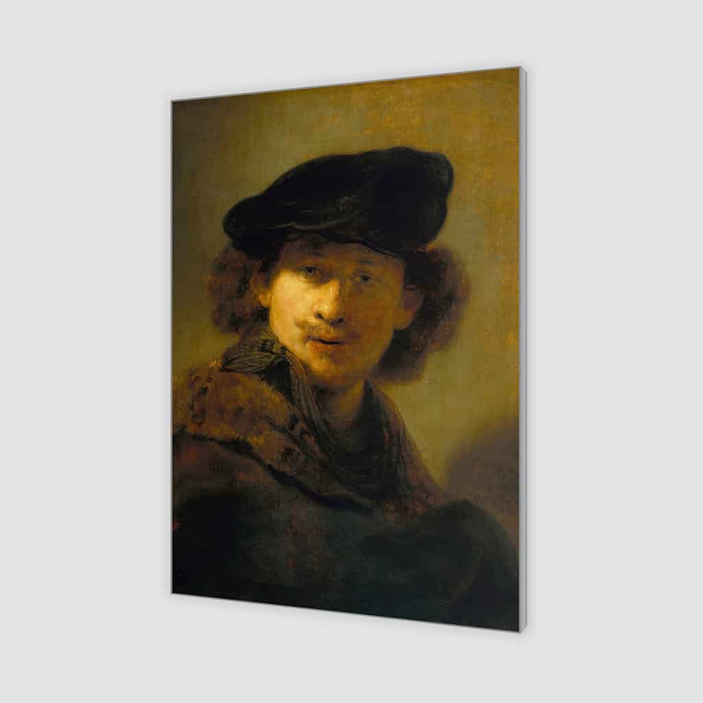 Zelfportret in een pet en bontgetrimde mantel (Rembrandt)