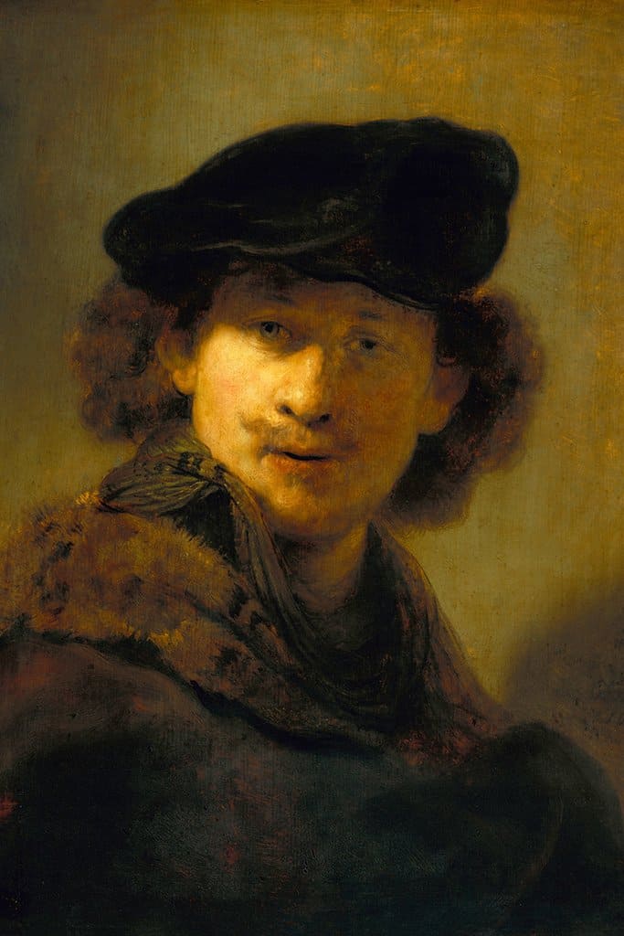 Zelfportret in een pet en bontgetrimde mantel (Rembrandt)