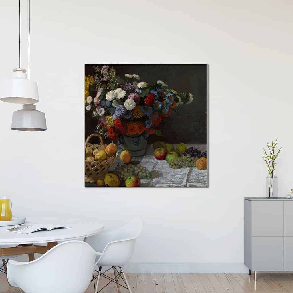 Stilleven met bloemen en fruit - Claude Monet