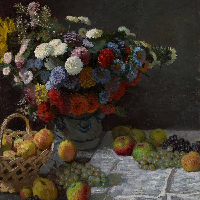 Stilleven met bloemen en fruit - Claude Monet