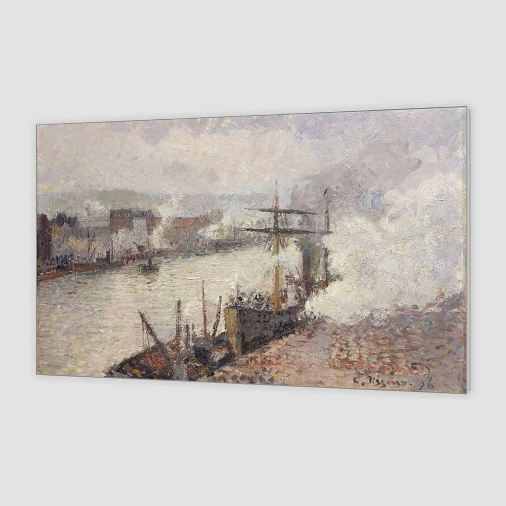 Stoomboten in de haven van Rouen - Camille Pissarro
