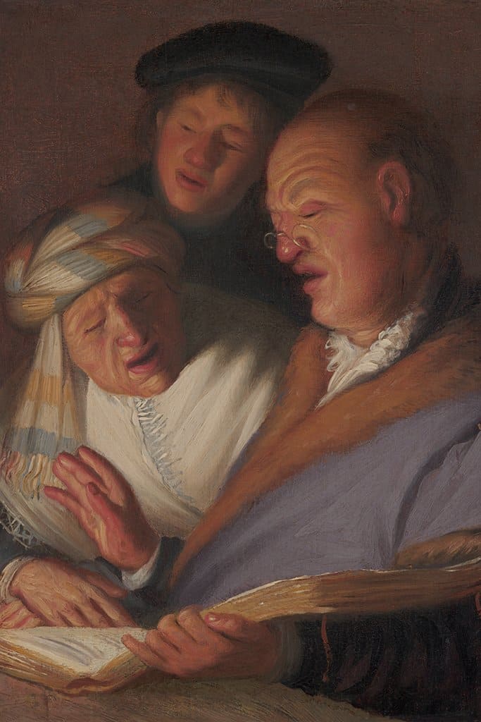 De drie zangers-' hearing ' (Rembrandt)