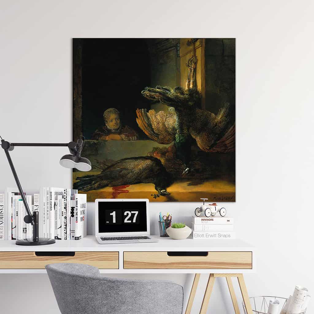 Twee dode pauwen en een meisje (Rembrandt)