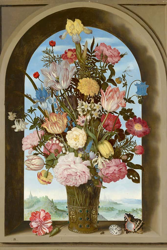 Vaas met bloemen in een venster - Ambrosius Bosschaert de Oude