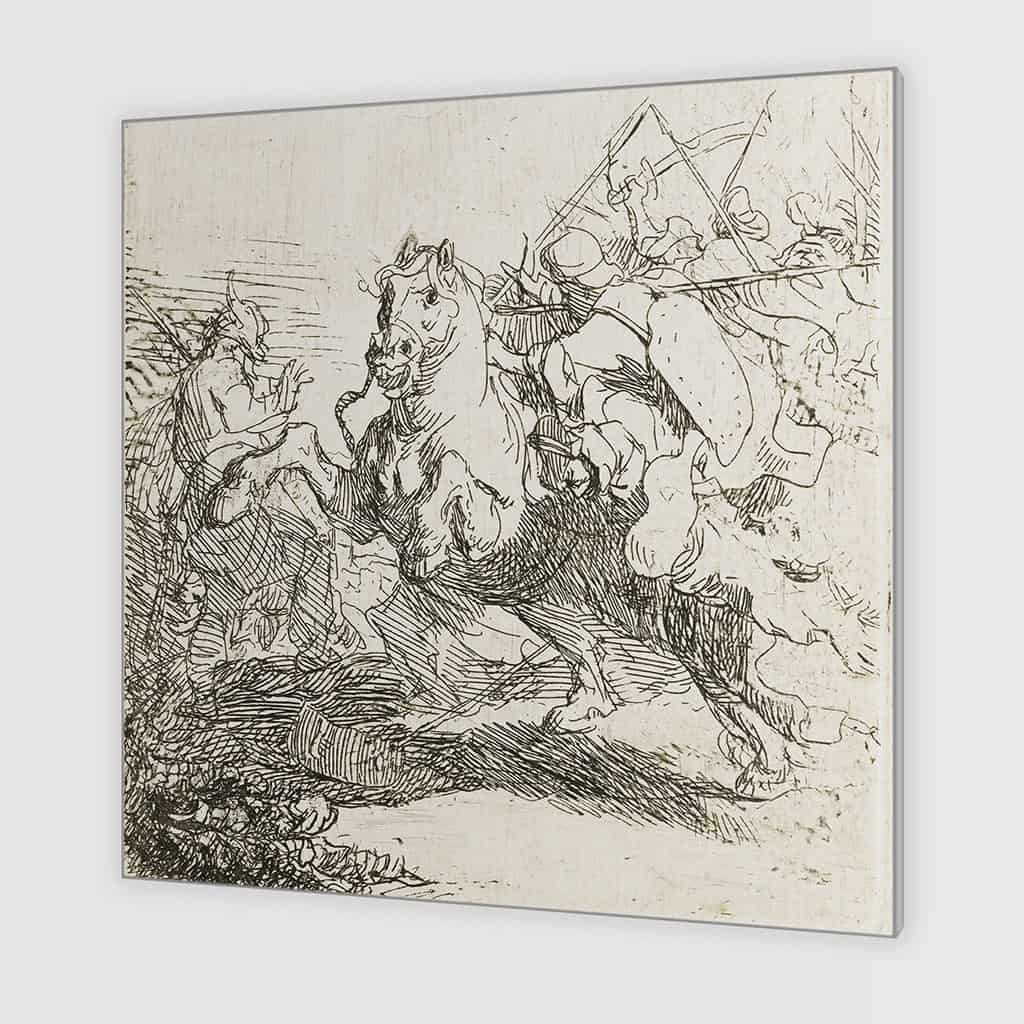 Een Cavalerie gevecht - Rembrandt