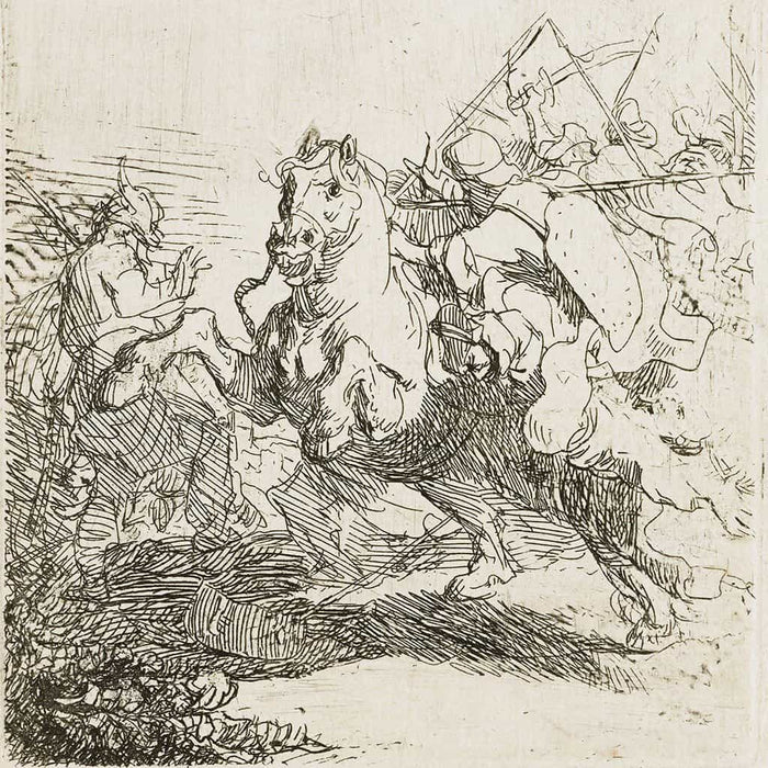 Een Cavalerie gevecht - Rembrandt