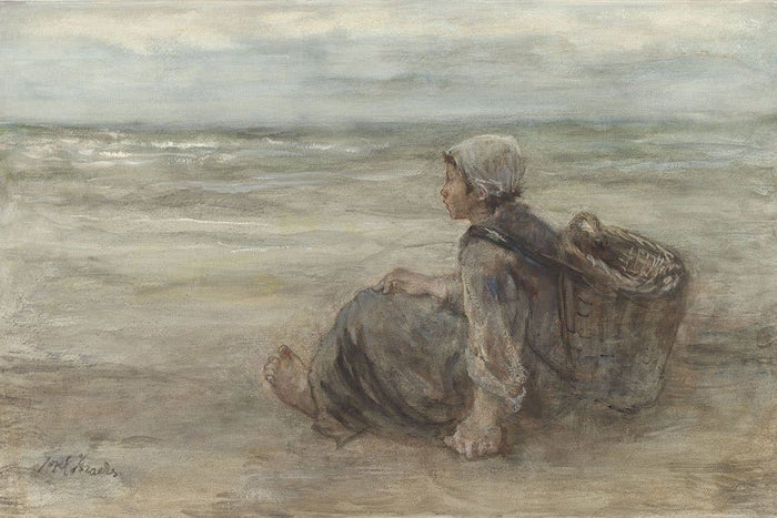 Vissersmeisje op het strand (Jozef Israëls)