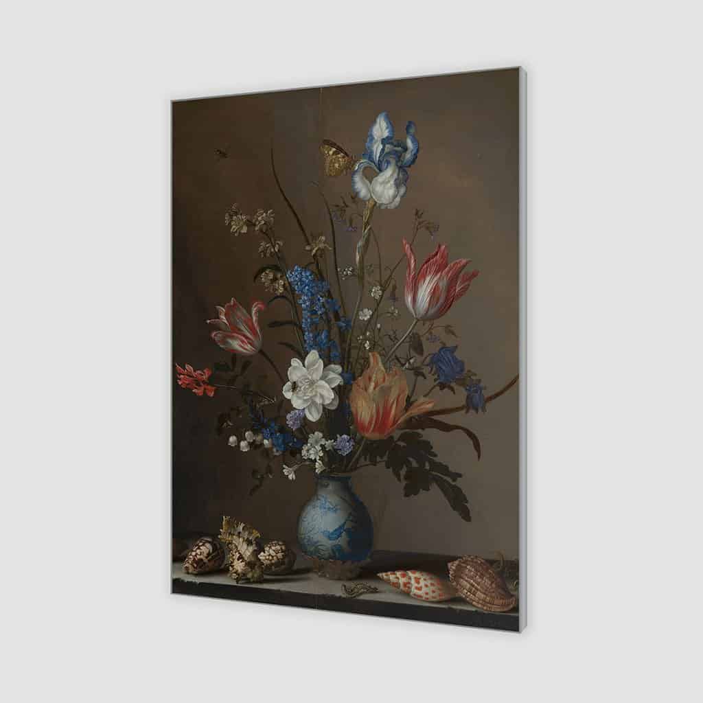 Bloemen in een vaas Wan Li en schelpen (Balthasar Van Der Ast)