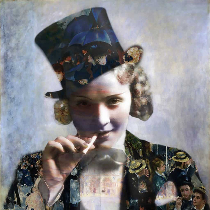 Marlene Dietrich met Renoir schilderijen