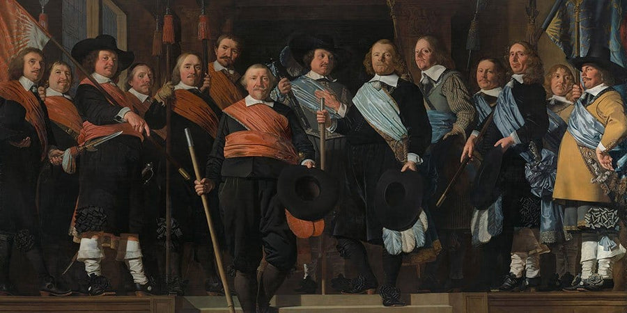Officieren en vaandeldragers van de Oude Burgerwacht - Caesar van Everdingen
