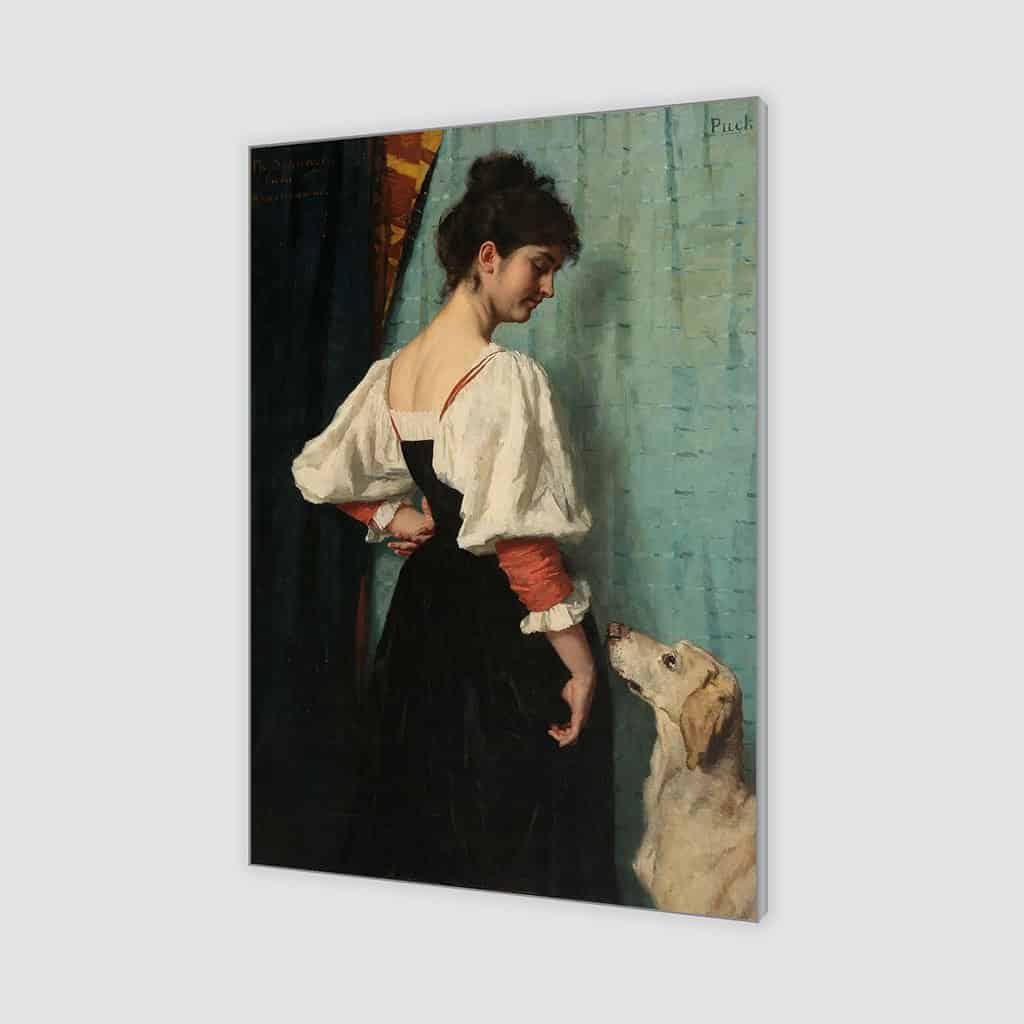 Portret van een jonge vrouw, met 'Puck' de Hond (Thérèse Schwartze)