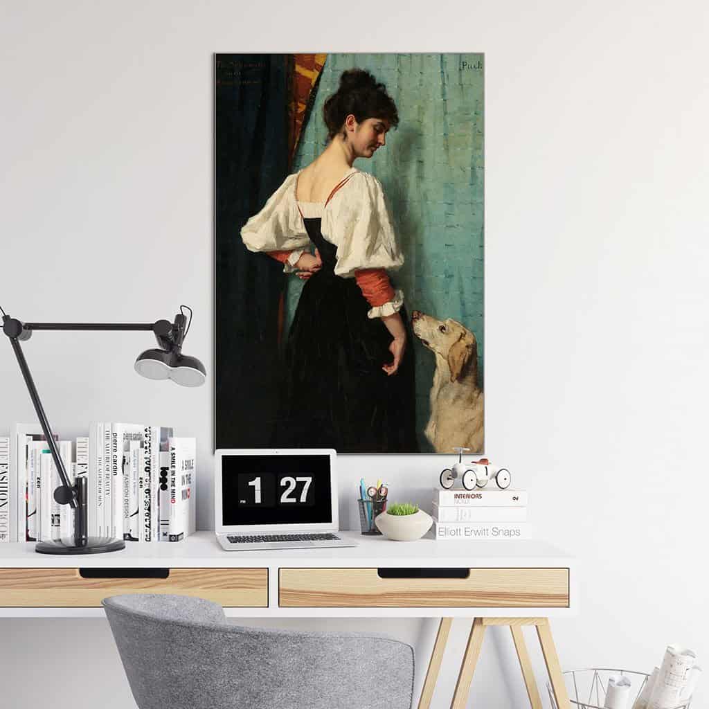 Portret van een jonge vrouw, met 'Puck' de Hond (Thérèse Schwartze)