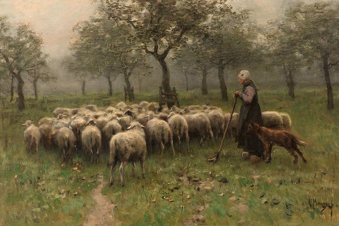 Herderin en kudde schapen (Anton Mauve)