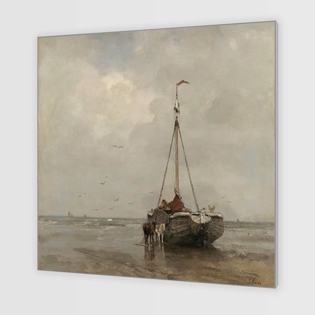 Schip op het strand van Scheveningen (Jacob Maris)