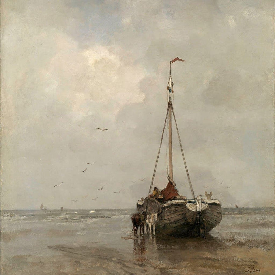 Schip op het strand van Scheveningen (Jacob Maris)