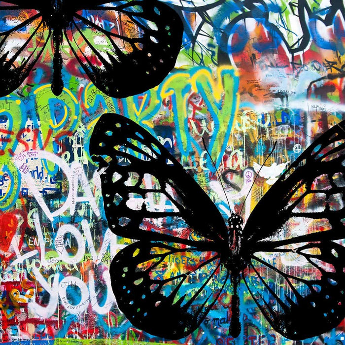 Vlinders op de graffiti muur