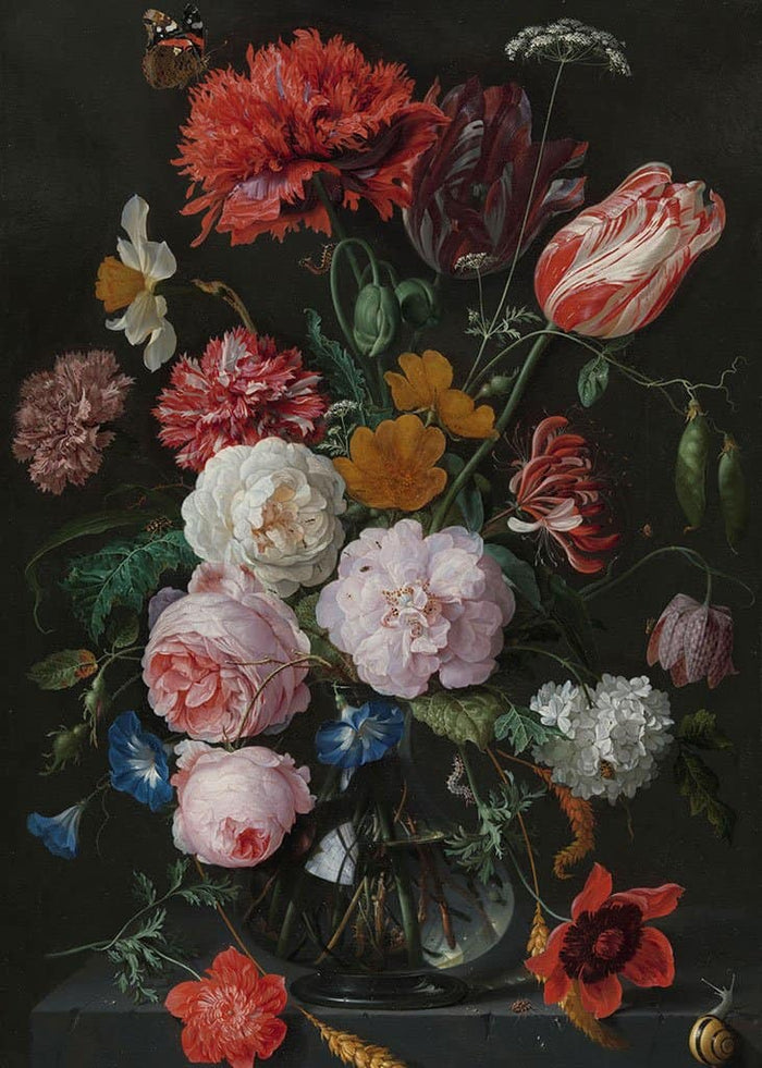Stilleven met bloemen in een glazen vaas - Jan Davidsz De Heem