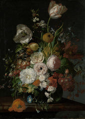 Stilleven met bloemen in een glazen vaas (Rachel Ruysch)