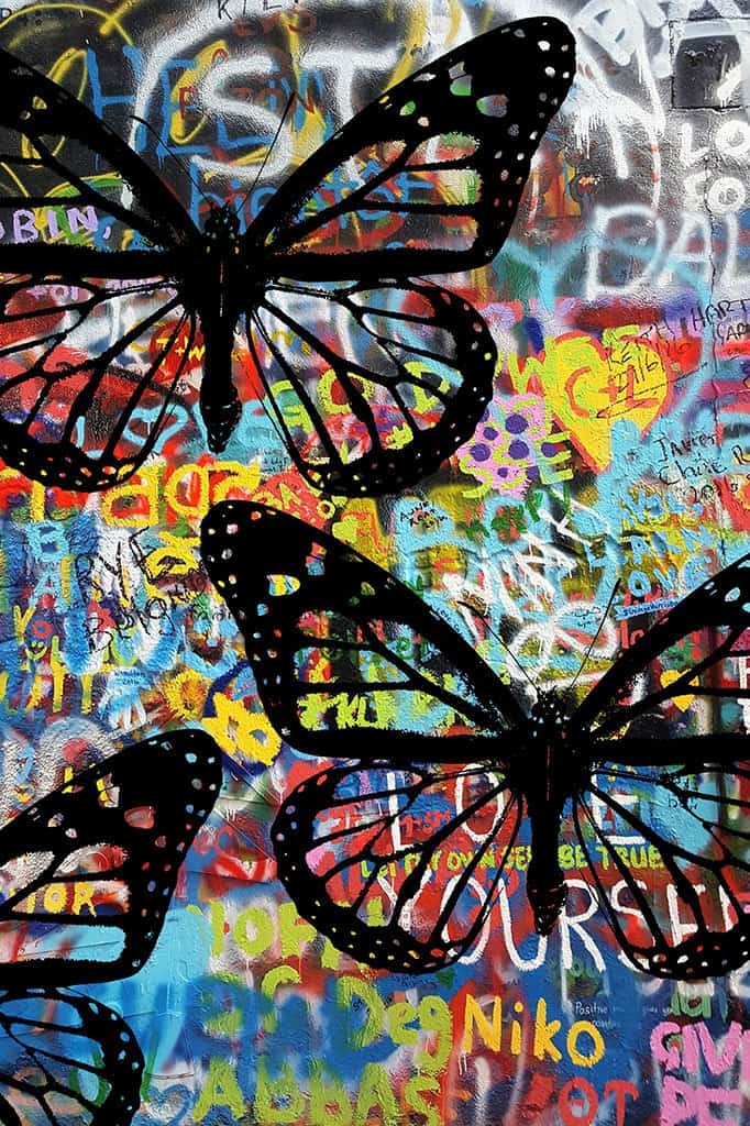 Sjabloon vlinders op de muur