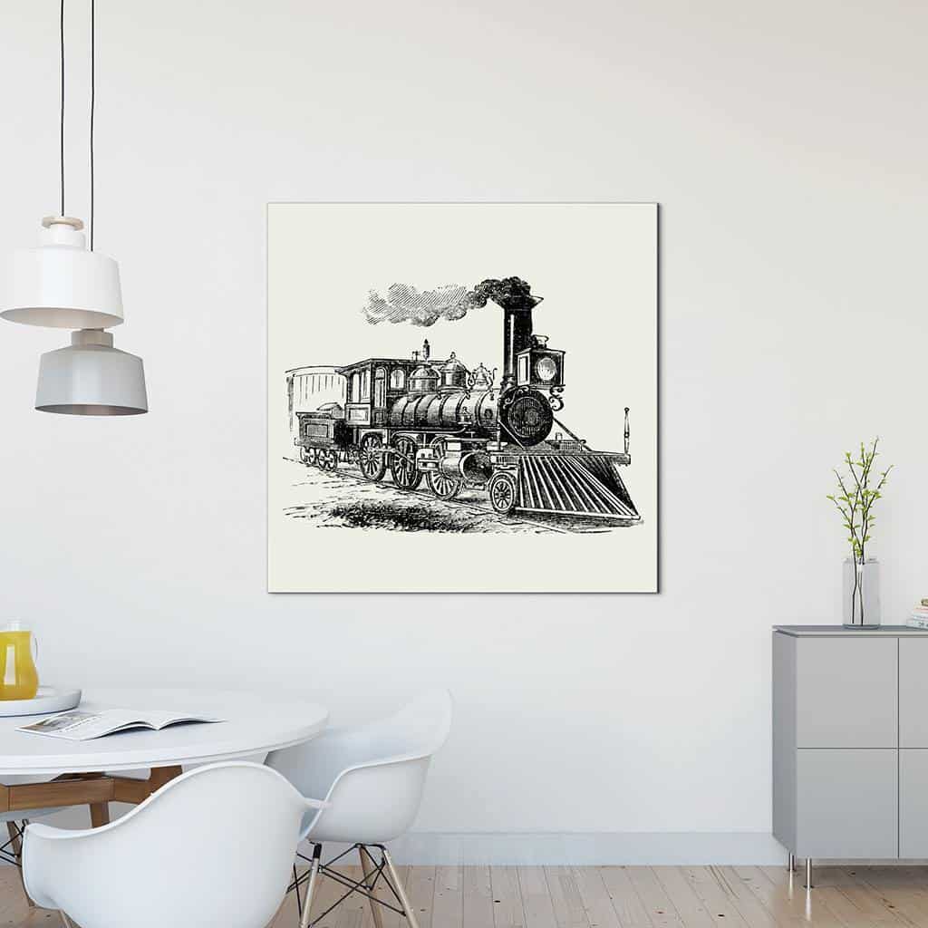 Vintage trein grafische illustratie van de trein