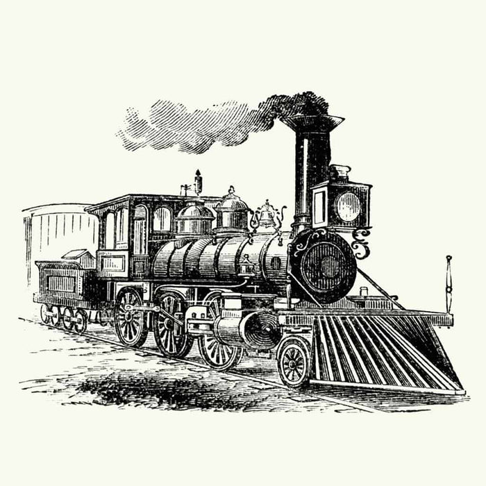 Vintage trein grafische illustratie van de trein